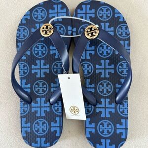 Tory Burch Navy Sea Flip Flops